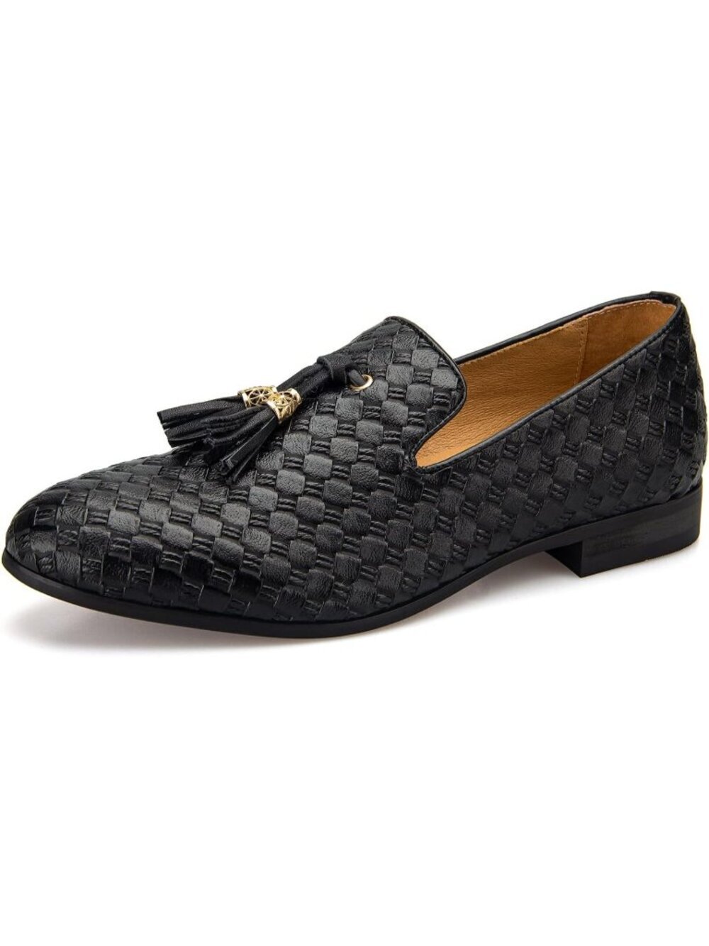 JITAI Men's Black09 Rubber Loafers Tassels Spikes Comfortable Wedding Prom Shoes